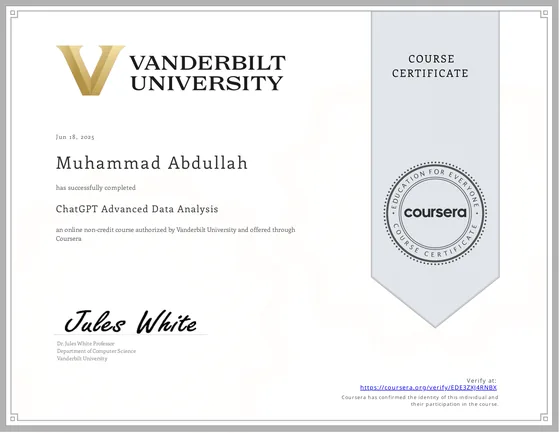 ChatGPT Advanced Data Analysis certificate preview