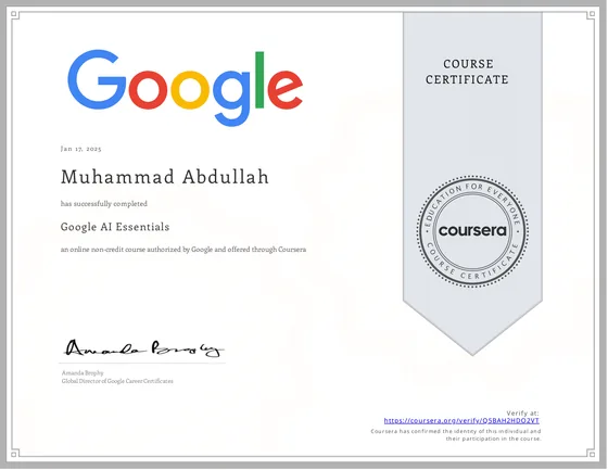 Google AI Essentials certificate preview