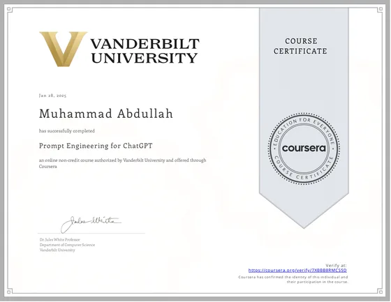 Prompt Engineering certificate preview