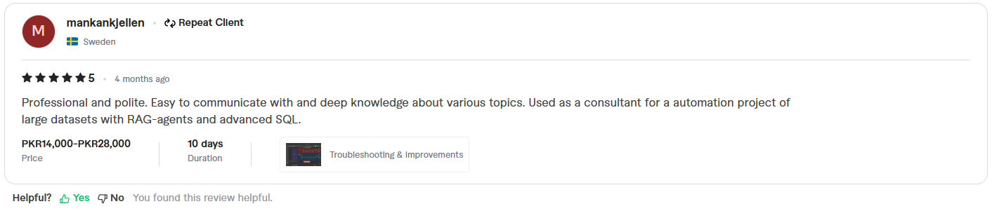 5-star Fiverr review from Magnus