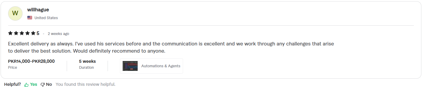 5-star Fiverr review from SJ Law